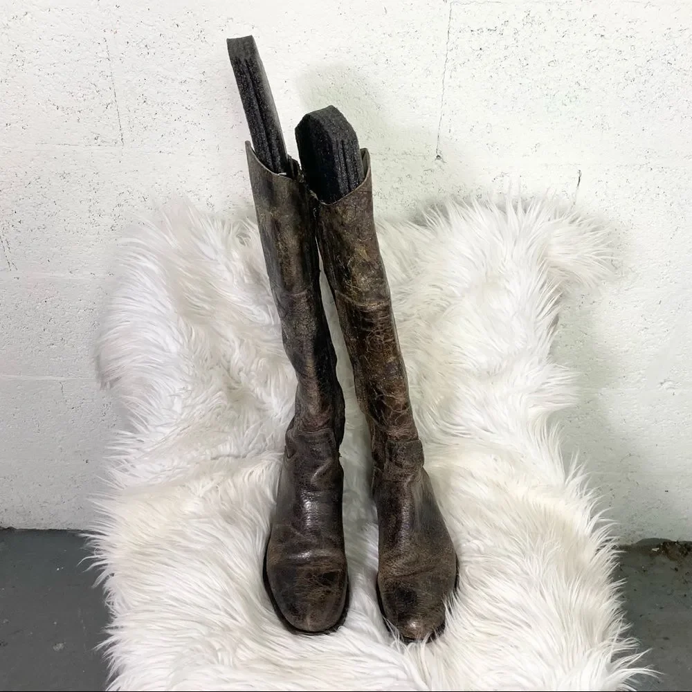 Rare Steven By Steve Madden Reins  distressed brown leather riding boots 8